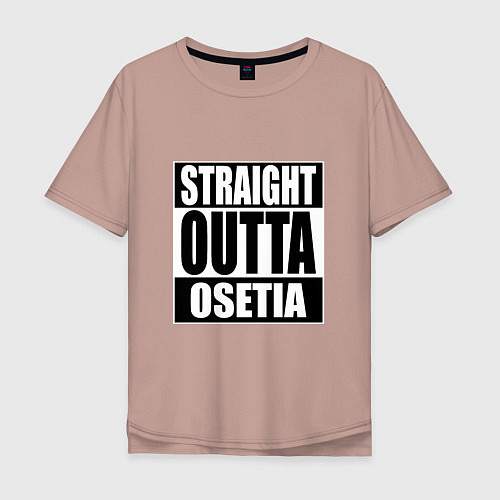 Мужская футболка оверсайз Straight Outta Osetia / Пыльно-розовый – фото 1