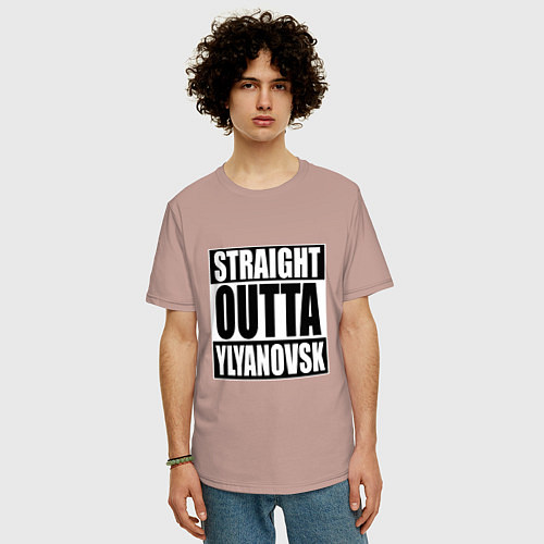 Мужская футболка оверсайз Straight Outta Ylyanovsk / Пыльно-розовый – фото 3