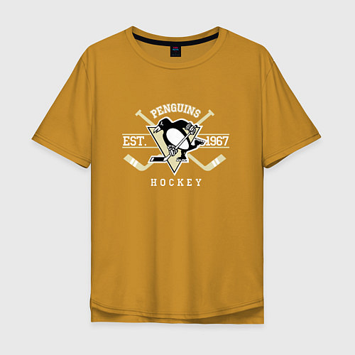 Мужская футболка оверсайз Pittsburgh Penguins: Est.1967 / Горчичный – фото 1