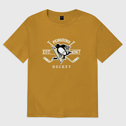 Футболка оверсайз мужская Pittsburgh Penguins: Est.1967, цвет: горчичный