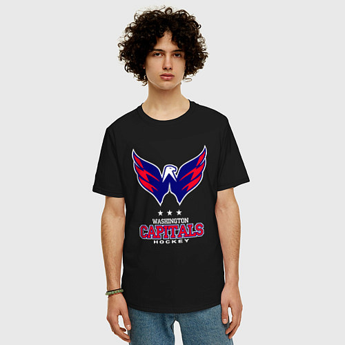 Мужская футболка оверсайз Washington Capitals / Черный – фото 3