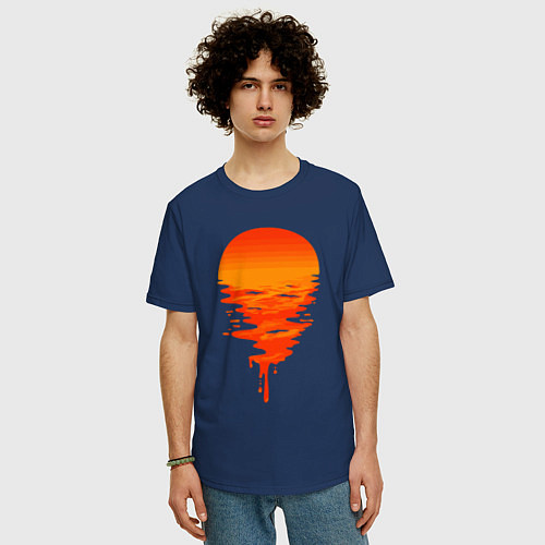 Мужская футболка оверсайз Sunset / Тёмно-синий – фото 3