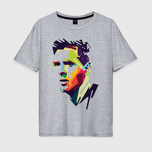 Мужская футболка оверсайз Lionel Messi: fun-art / Меланж – фото 1