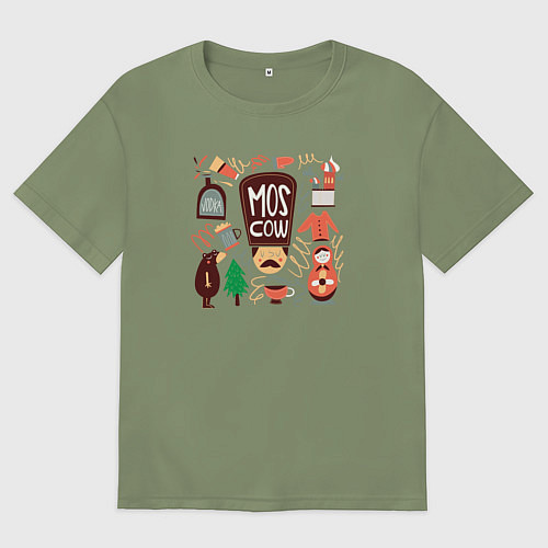 Мужская футболка оверсайз Moscow Pack / Авокадо – фото 1
