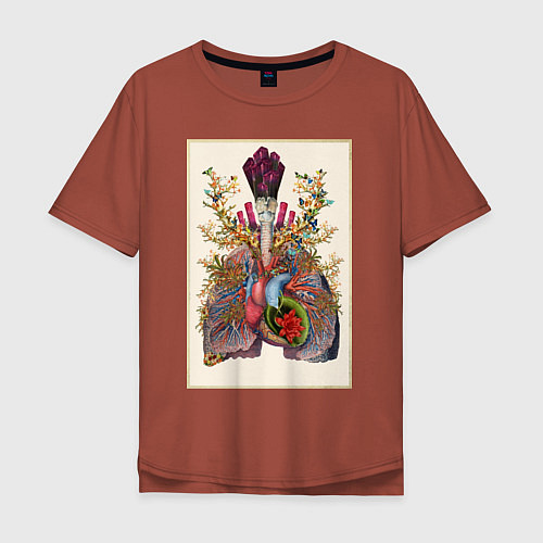 Мужская футболка оверсайз Дыхательная система / Кирпичный – фото 1