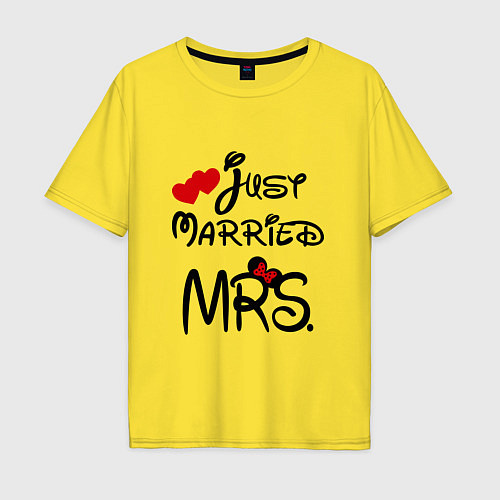 Мужская футболка оверсайз Just married Mrs / Желтый – фото 1