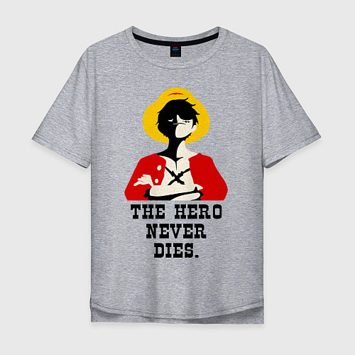 Мужская футболка оверсайз The hero never dies / Меланж – фото 1