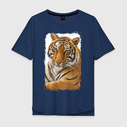 Футболка оверсайз мужская Tiger: retro style, цвет: тёмно-синий