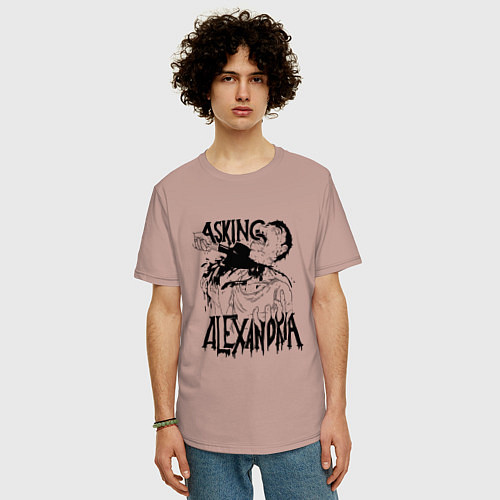 Мужская футболка оверсайз Asking Alexandria Devil / Пыльно-розовый – фото 3