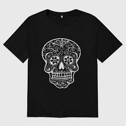 Мужская футболка оверсайз Мексиканский череп белый