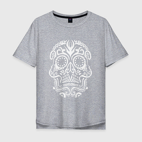 Мужская футболка оверсайз Мексиканский череп / Меланж – фото 1