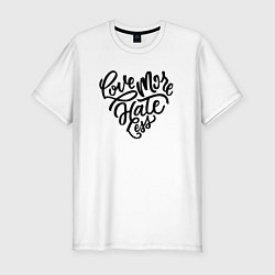 Футболка slim-fit Love More Hate Less, цвет: белый