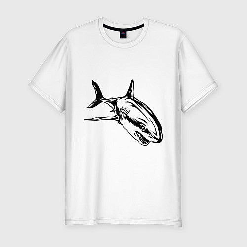 Мужская slim-футболка Ярость акулы / Белый – фото 1