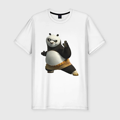 Мужская slim-футболка Кунг фу Панда / Белый – фото 1