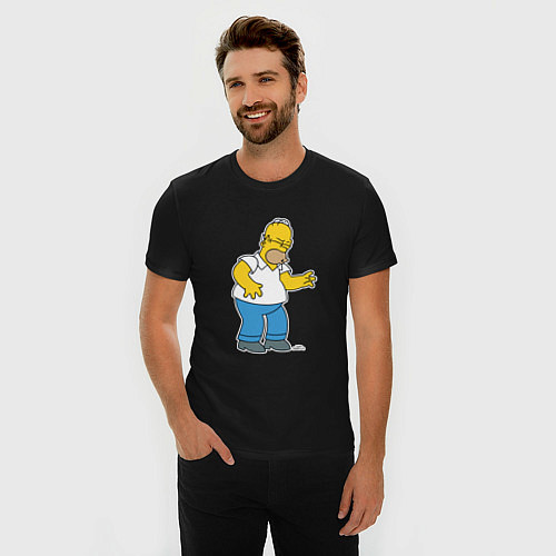 Мужская slim-футболка Симпсоны: Гомер / Черный – фото 3