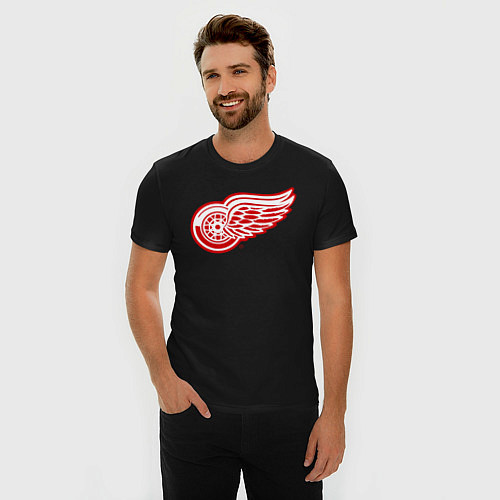 Мужская slim-футболка Detroit Red Wings / Черный – фото 3