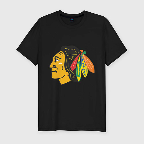 Мужская slim-футболка Chicago Blackhawks / Черный – фото 1