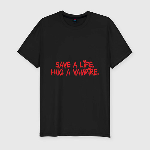 Мужская slim-футболка Hug a vampire / Черный – фото 1