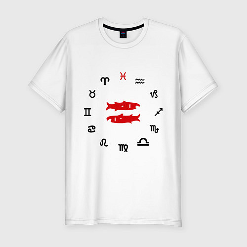 Мужская slim-футболка Рыбы / Белый – фото 1