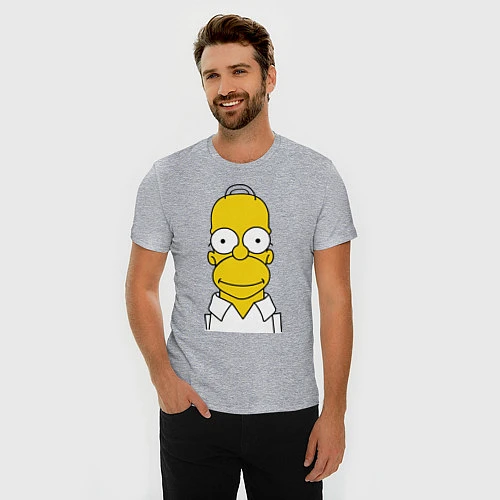 Мужская slim-футболка Homer Face / Меланж – фото 3