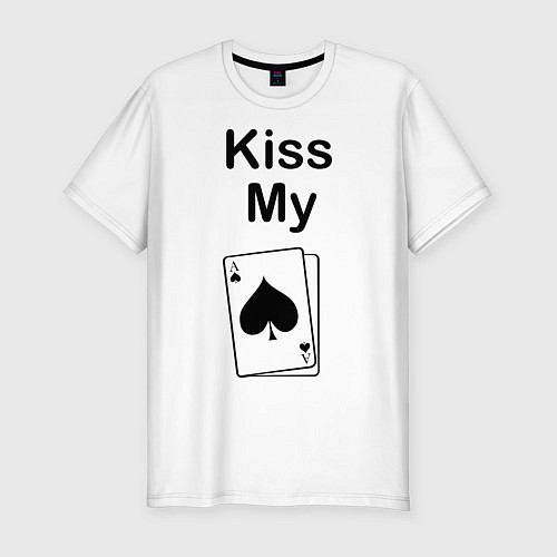 Мужская slim-футболка Kiss my card / Белый – фото 1
