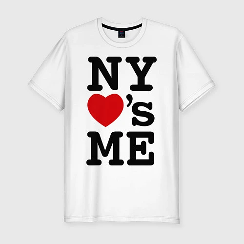 Мужская slim-футболка NY loves me / Белый – фото 1