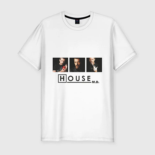 Мужская slim-футболка House M.D / Белый – фото 1