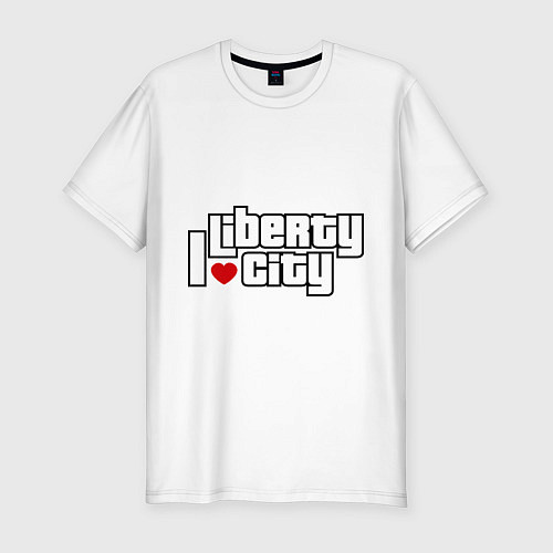 Мужская slim-футболка I love Liberty city / Белый – фото 1