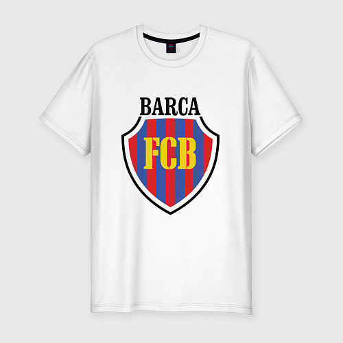 Мужская slim-футболка Barca FCB / Белый – фото 1