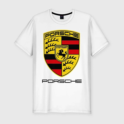 Мужская slim-футболка Porsche Stuttgart / Белый – фото 1