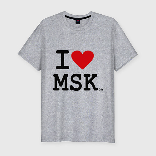 Мужская slim-футболка I love MSK / Меланж – фото 1