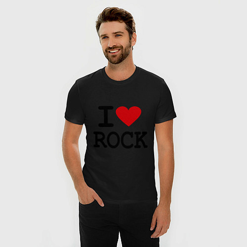 Мужская slim-футболка I love Rock / Черный – фото 3