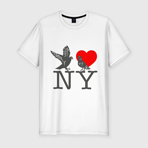 Мужская slim-футболка Birds: Love NY / Белый – фото 1