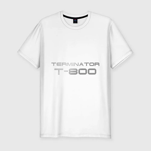 Мужская slim-футболка Терминатор Т-800 / Белый – фото 1