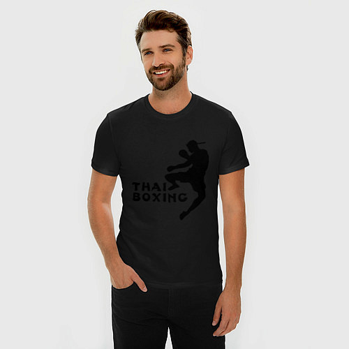 Мужская slim-футболка Муай тай / Черный – фото 3