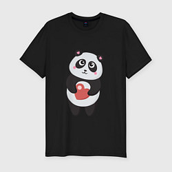 Футболка slim-fit Панда с сердечком, цвет: черный