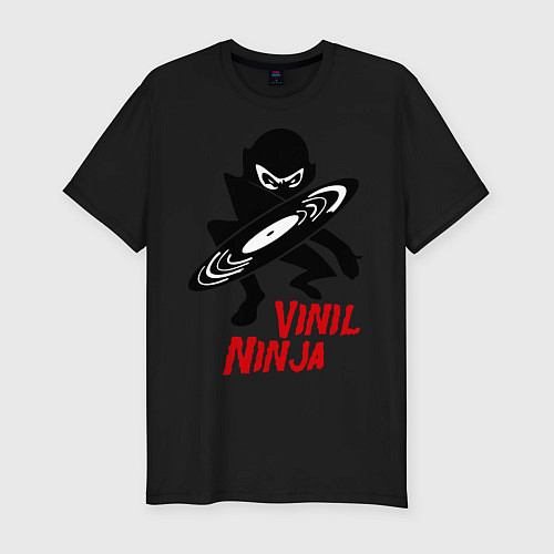 Мужская slim-футболка Vinil Ninja / Черный – фото 1