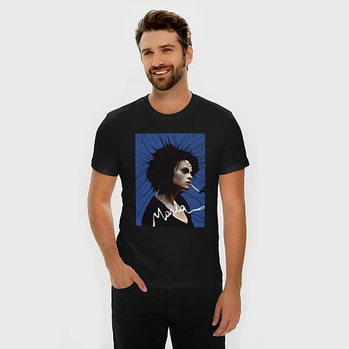Мужская slim-футболка Marla Singer / Черный – фото 3