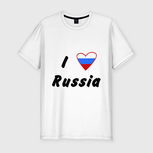 Мужская slim-футболка I love Russia / Белый – фото 1
