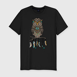 Футболка slim-fit Сова-шаман, цвет: черный