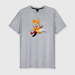 Футболка slim-fit Лисенок Тейлз, цвет: меланж