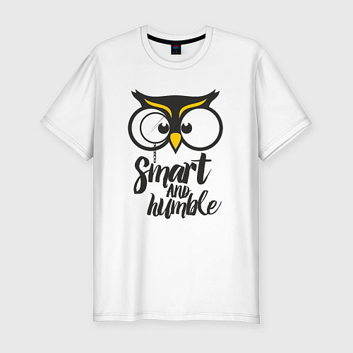 Мужская slim-футболка Owl: Smart and humble / Белый – фото 1