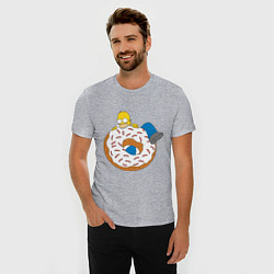 Футболка slim-fit Гомер на пончике, цвет: меланж — фото 2