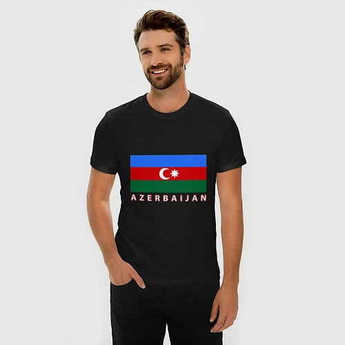 Мужская slim-футболка Азербайджан / Черный – фото 3