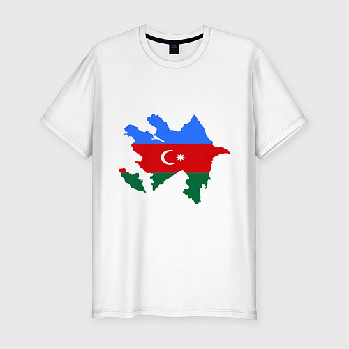 Мужская slim-футболка Azerbaijan map / Белый – фото 1