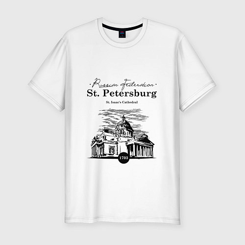 Мужская slim-футболка St. Isaac's Cathedral / Белый – фото 1