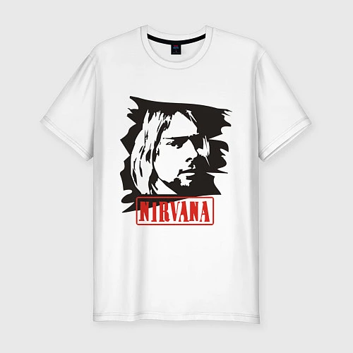 Мужская slim-футболка Nirvana: Kurt Cobain / Белый – фото 1