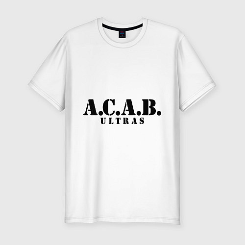 Мужская slim-футболка A.C.A.B. Ultras / Белый – фото 1