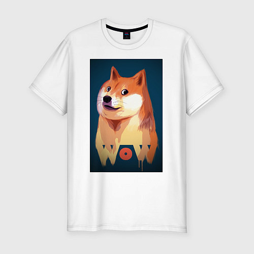 Мужская slim-футболка Wow Doge / Белый – фото 1