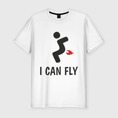 Мужская slim-футболка I can fly - Я умею летать / Белый – фото 1